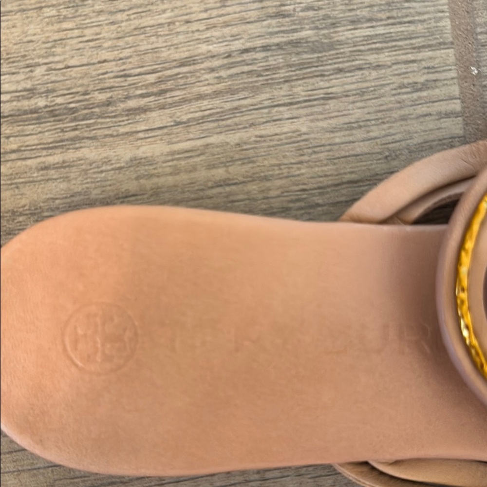 Tory Burch  MillerGold Tan Sandals with Medallion jewels - Picture 12 of 13